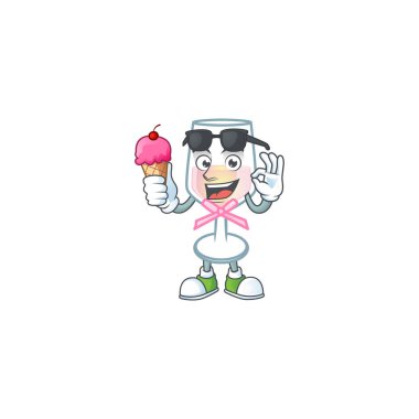 Dondurmalı pembe şarap maskotu tasarımı.