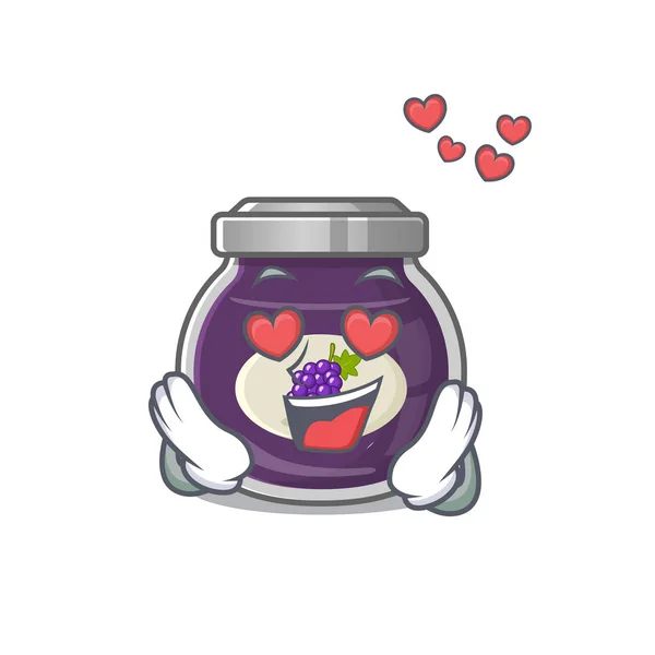 Falling in love cute grape jam cartoon character design — ストックベクタ
