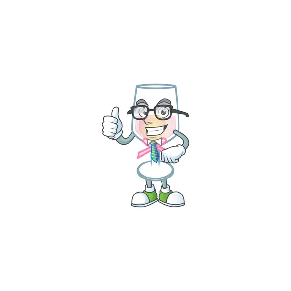 Personaje de dibujos animados de Empresario copa rosa de vino con gafas — Vector de stock
