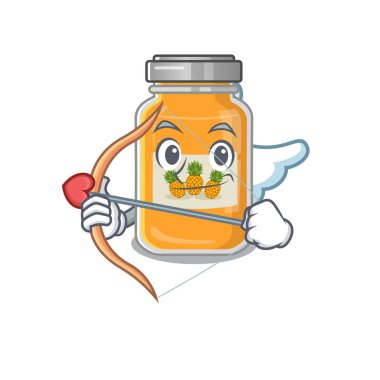 Romantik ananas reçeli Oklu ve kanatlı aşk tanrısı çizgi film karakteri