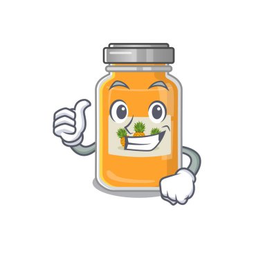 Neşeli ananas reçeli başparmakları yukarı kaldırır.