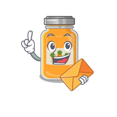 Neşeli ananas reçeli maskot tasarımı zarflı