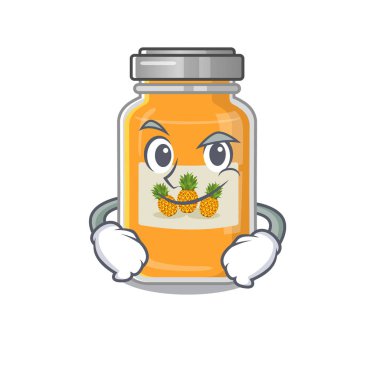 Gülümseyen yüzlü havalı ananas reçeli maskotu karakteri