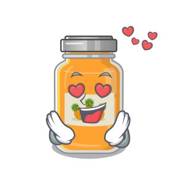 aşık olan sevimli ananas reçeli çizgi film karakteri tasarımı