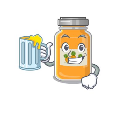 Büyük bardaklı mutlu ananas reçeli maskot tasarımı