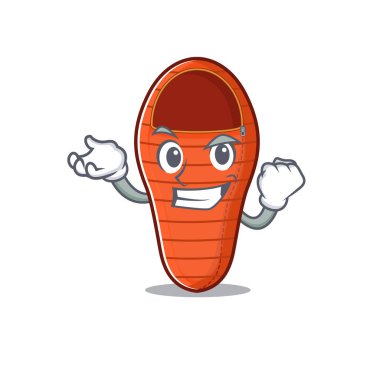 Mutlu özgüvenli başarılı uyku tulumu çizgi film karakteri tarzı