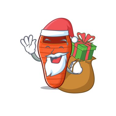 Noel Baba hediye uyku tulumuyla Çizgi film karakteri tasarımı