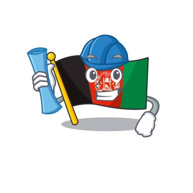 Neşeli Mimar Afgan Bayrağı Mavi baskı ve mavi başlıklı