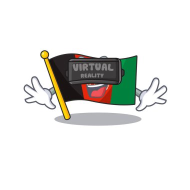 Sanal gerçeklik kulaklığı kullanan harika bir bayrak afgan karakteri