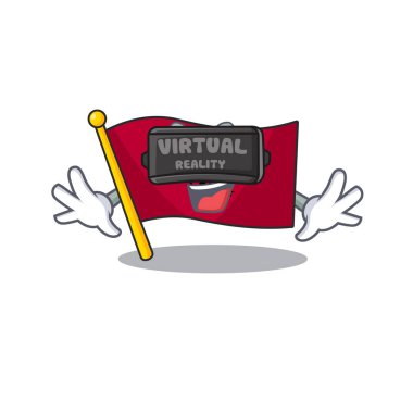 Sanal gerçeklik kulaklığı kullanan havalı bayrak albania kaydırma karakteri