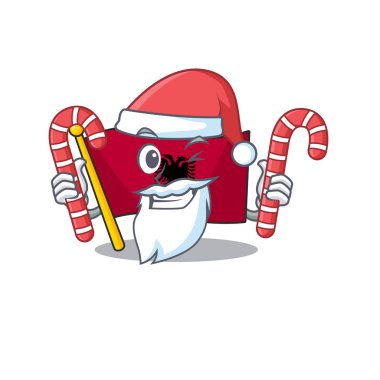 Mutlu bayrak albania Scroll karakteri Noel Baba 'da şekerli