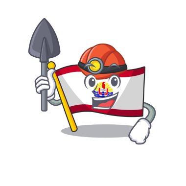 Kendine güvenen Miner bayrağı Fransız Polinezyası Çizgi film karakteri tasarımı