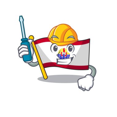 Akıllı otomotiv bayrağı Fransız Polinezyası Çizgi film karakter tasarımında sunulmuştur