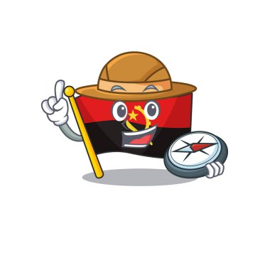 Bayrak Angola Kaydırması Bir pusula ile stilize Explorer