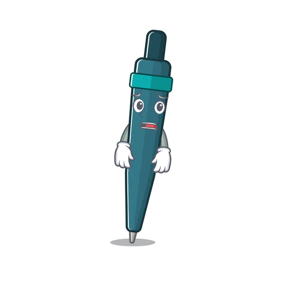 Mascotte de stylo plume Scroll montrant le visage de regard effrayé — Image vectorielle