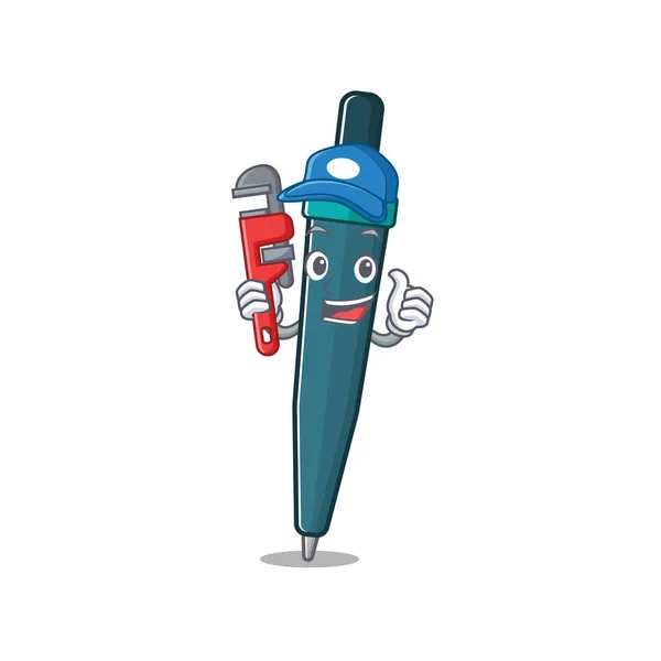 Stylo plume Smart Plombier Faites défiler sur la conception de personnages de dessin animé — Image vectorielle