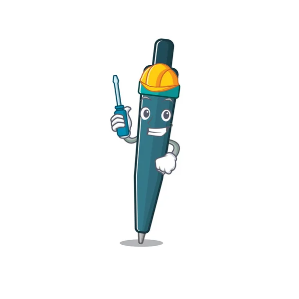 Stylo plume automobile intelligent Scroll présenté dans la conception de personnages de dessin animé — Image vectorielle