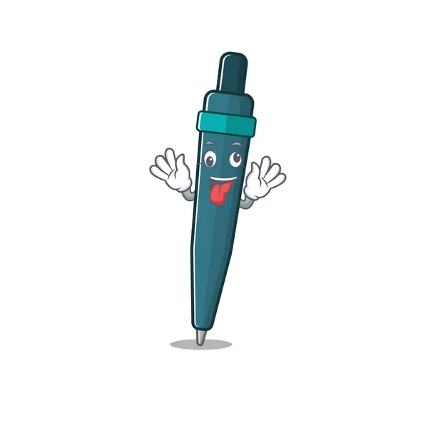 Mascotte de stylo plume visage fou Scroll Cartoon style de personnage — Image vectorielle