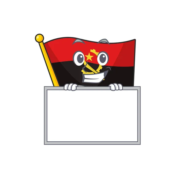 Флаг Ангола Scroll мультфильм стиль ухмылка с доской — стоковый вектор
