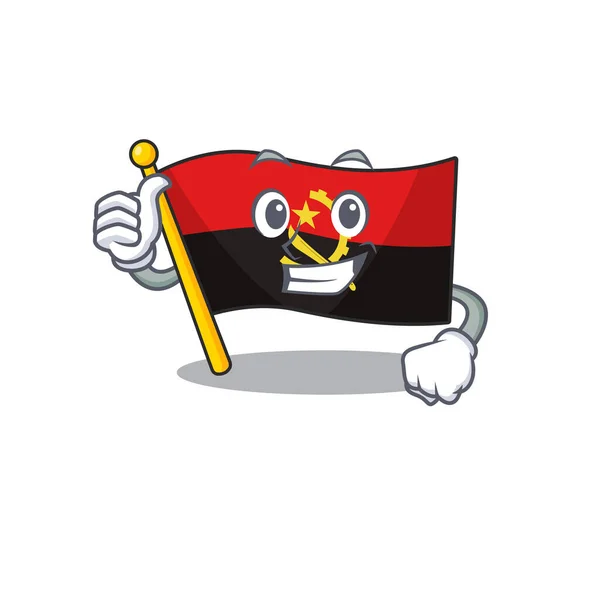 Mascotte souriante de drapeau angola Faire défiler les pouces geste — Image vectorielle