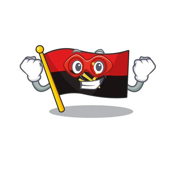 Фотография флага Анголы Свиток одетый как супер герой — стоковый вектор