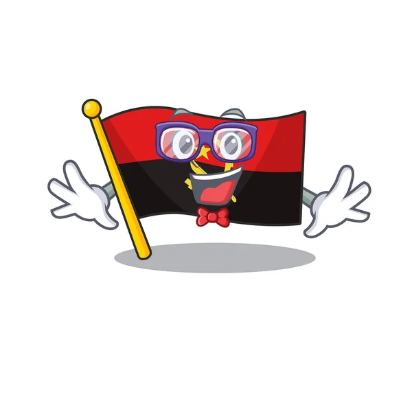 Super engraçado Geek bandeira angola Scroll desenho animado personagem —  Vetores de Stock