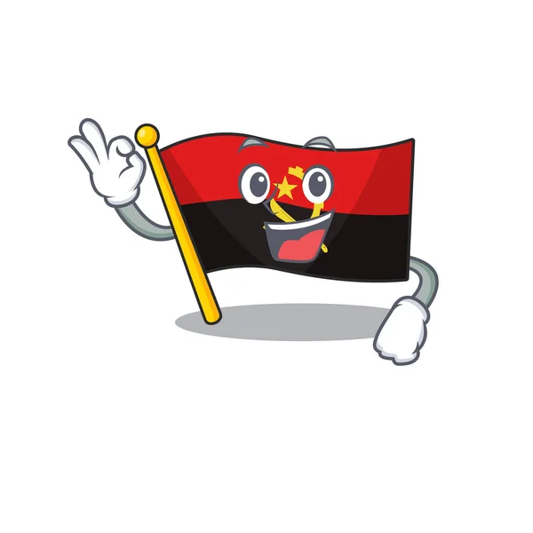 Drapeau angola Scroll mascotte design faire un geste Ok — Image vectorielle