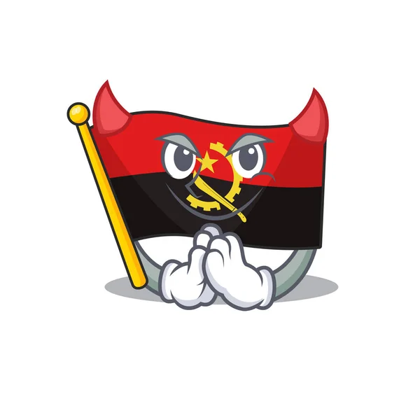 Devil Cartoon character of flag angola Scroll design — Stock Vector