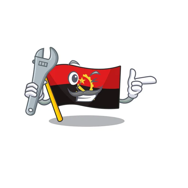 Cool Mechanic flag angola Scroll cartoon design — стоковый вектор