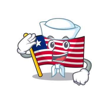 Liberya bayrağının simgesi Parşömen Parşömeni Denizci çizgi film karakteri şapka takıyor