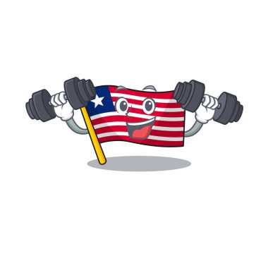 Spor salonu Liberya bayrağı çizgi film karakteri elinde halterler