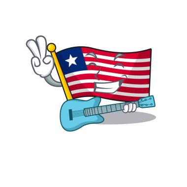 Liberya bayrağıyla akşam yemeği Gitarla çizgi film performansı