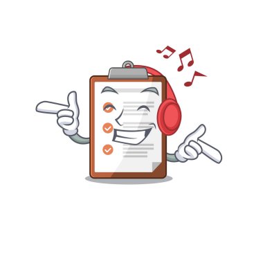 Müzik panosu dinlerken maskot karakter tasarımı