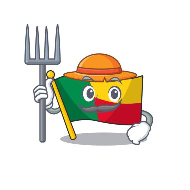 Mutlu Çiftçi Bayrağı Beni Şapkası ve araçları olan çizgi film karakteri