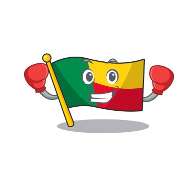 Mutlu Boks bayrağı benli Scroll maskot stili