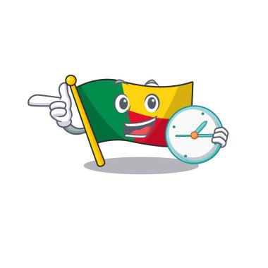 gülümseyen bayrak benli çizgi film karakteri tarzı saat