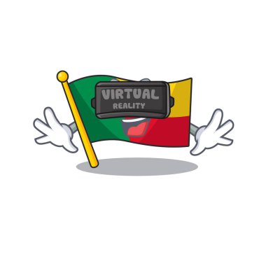 güzel bayrak benli kaydırma karakteri Sanal gerçeklik kulaklığı kullanıyor