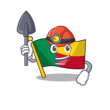 Kendine güvenen Miner bayrağı Beni Çizgi film karakteri tasarımı