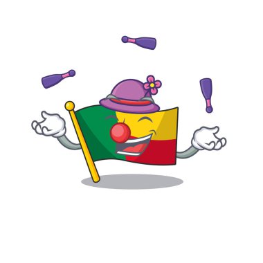 Havalı bayrak Benl Scroll maskot stili hokkabazlık yapıyor