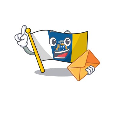 Mutlu yüz kanarya adası maskot tasarımı zarflı