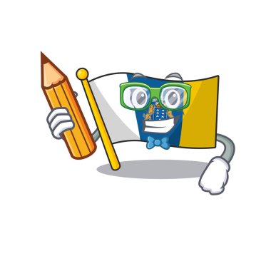 Havalı akıllı öğrenci kanarya adası Kalem tutan karakter