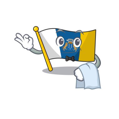 Şirin bayrak kanarya adası kaydırma karakteri Garson görünüşü olarak duruyor