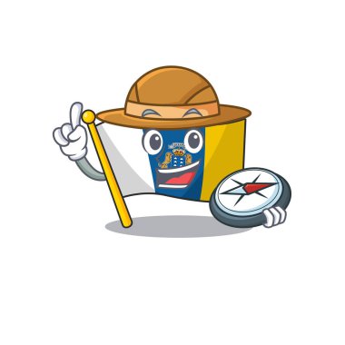 Bayrak kanarya adası parşömeni Bir pusula ile stilize Explorer