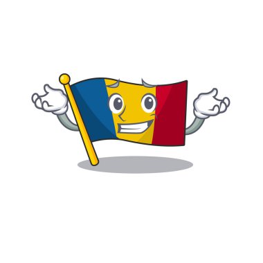 Sevimli ve havalı sırıtan bayrak Chad Scroll maskot stili