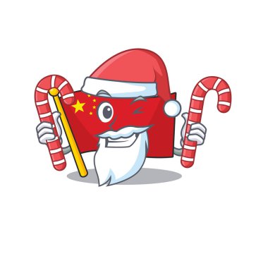 Mutlu bayrak porselenleri Noel Baba 'da şekerli çizgi film karakteri