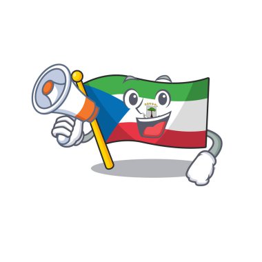 Ekvator Ekvator Gine Parşömeni 'nin elinde megafon tutan bir resmi.