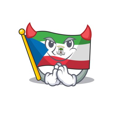 Şeytan çizgi film karakteri bayrak ekvator Ginesi parşömen tasarımı