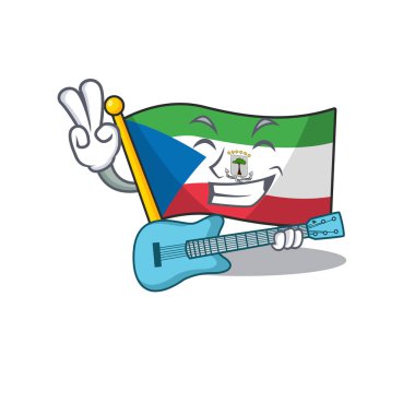 Akşam yemeği serin bayrak Ekvator Ginesi Gitarlı çizgi film performansı