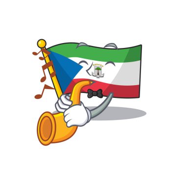 Trompetle bayrak ekvatoral Gine Karikatür Karakter Tasarım Performansı