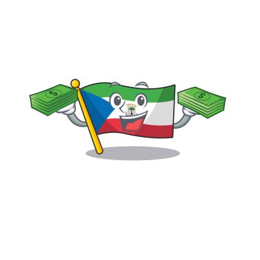 Çok mutlu bir bayrak Ekvator Ginesi Paralı bir karakter